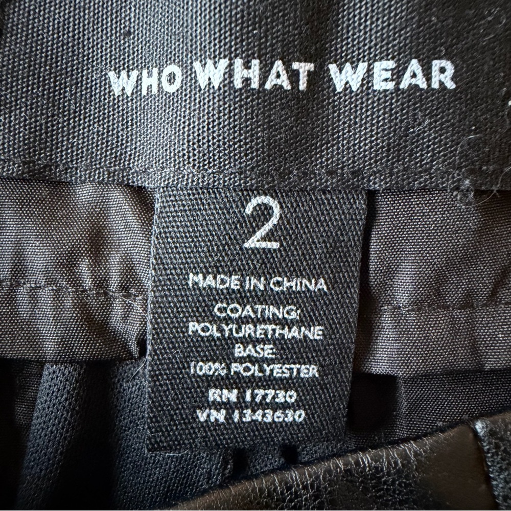 Who What Wear Black Faux Leather Belted Pleated Trousers Size 2 - Picture 7 of 7
